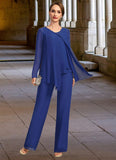 Kennedy Jumpsuit/Pantsuit Separates Scoop Floor-Length Chiffon Mother of the Bride Dress STIP0021744