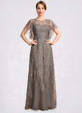 Lilith A-line Scoop Illusion Floor-Length Lace Mother of the Bride Dress With Sequins STIP0021752