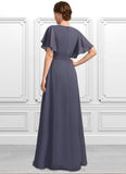 Aracely A-line Scoop Floor-Length Chiffon Lace Mother of the Bride Dress With Pleated STIP0021780