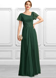 Jaylen A-line Asymmetrical Floor-Length Chiffon Mother of the Bride Dress With Appliques Lace Sequins STIP0021792