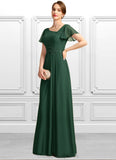 Jaylen A-line Asymmetrical Floor-Length Chiffon Mother of the Bride Dress With Appliques Lace Sequins STIP0021792