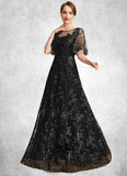 Justice A-line Scoop Illusion Floor-Length Lace Sequin Mother of the Bride Dress STIP0021815