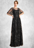 Justice A-line Scoop Illusion Floor-Length Lace Sequin Mother of the Bride Dress STIP0021815