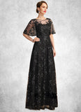 Justice A-line Scoop Illusion Floor-Length Lace Sequin Mother of the Bride Dress STIP0021815