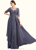 Natalia Sheath/Column Scoop Illusion Floor-Length Chiffon Lace Mother of the Bride Dress With Sequins STIP0021818