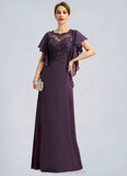 Bella A-line Scoop Illusion Floor-Length Chiffon Lace Mother of the Bride Dress STIP0021839