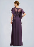 Bella A-line Scoop Illusion Floor-Length Chiffon Lace Mother of the Bride Dress STIP0021839