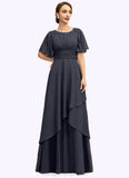 Tia A-line Scoop Floor-Length Chiffon Mother of the Bride Dress With Beading Pleated Sequins STIP0021856