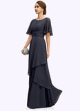 Tia A-line Scoop Floor-Length Chiffon Mother of the Bride Dress With Beading Pleated Sequins STIP0021856