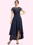 Lillian A-line Scoop Illusion Asymmetrical Chiffon Lace Mother of the Bride Dress With Sequins STIP0021902