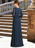 Genesis Trumpet/Mermaid Square Floor-Length Chiffon Lace Mother of the Bride Dress With Pleated STIP0021915