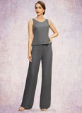 Riley Jumpsuit/Pantsuit Separates Scoop Floor-Length Chiffon Mother of the Bride Dress STIP0021940