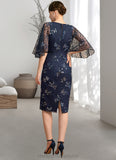 Cassandra Sheath/Column V-Neck Knee-Length Lace Mother of the Bride Dress With Sequins STIP0021957