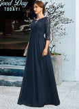 Kierra A-line Scoop Floor-Length Chiffon Lace Mother of the Bride Dress With Crystal Brooch Sequins STIP0021961