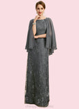 Sadie Sheath/Column Scoop Floor-Length Chiffon Lace Mother of the Bride Dress With Beading Sequins STIP0021962