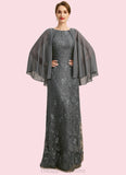 Sadie Sheath/Column Scoop Floor-Length Chiffon Lace Mother of the Bride Dress With Beading Sequins STIP0021962