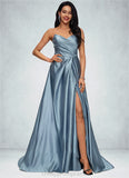 Lori Ball-Gown/Princess V-Neck Sweep Train Satin Prom Dresses STIP0022191