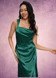 Chasity Sheath/Column Asymmetrical Floor-Length Stretch Satin Prom Dresses STIP0022193