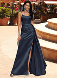 Nola Sheath/Column Scoop Floor-Length Satin Prom Dresses STIP0022196