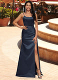 Nola Sheath/Column Scoop Floor-Length Satin Prom Dresses STIP0022196