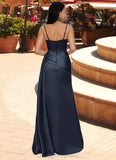 Nola Sheath/Column Scoop Floor-Length Satin Prom Dresses STIP0022196