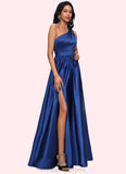 Sharon Ball-Gown/Princess One Shoulder Floor-Length Satin Prom Dresses STIP0022201