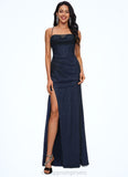 Bria Sheath/Column Sweetheart Floor-Length Tulle Prom Dresses STIP0022202