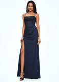 Bria Sheath/Column Sweetheart Floor-Length Tulle Prom Dresses STIP0022202