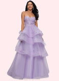 Karla Ball-Gown/Princess Sweetheart Floor-Length Tulle Prom Dresses With Beading Sequins STIP0022204