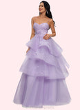 Karla Ball-Gown/Princess Sweetheart Floor-Length Tulle Prom Dresses With Beading Sequins STIP0022204