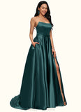 Bella Ball-Gown/Princess Sweep Train Satin Prom Dresses STIP0022207