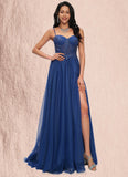 Mikayla Ball-Gown/Princess Sweetheart Sweep Train Tulle Prom Dresses With Appliques Lace Sequins STIP0022210