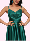 Miley A-line V-Neck Floor-Length Stretch Satin Prom Dresses STIP0022211