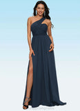 Natalya A-line Asymmetrical Sweep Train Chiffon Prom Dresses With Pleated STIP0022212