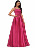 Nina Ball-Gown/Princess V-Neck Sweep Train Satin Prom Dresses STIP0022215