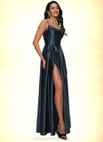 Kiara A-line Cowl Floor-Length Stretch Satin Prom Dresses STIP0022216