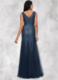 Ingrid Sheath/Column V-Neck Floor-Length Sequin Prom Dresses STIP0022218