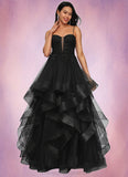 Mariah Ball-Gown/Princess Sweetheart Floor-Length Tulle Prom Dresses With Appliques Lace Sequins STIP0022220