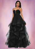 Mariah Ball-Gown/Princess Sweetheart Floor-Length Tulle Prom Dresses With Appliques Lace Sequins STIP0022220