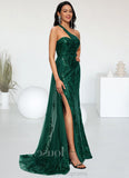 Alyvia Trumpet/Mermaid One Shoulder Sweep Train Sequin Prom Dresses With Sequins STIP0022226