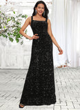 Kaitlin Sheath/Column Scoop Floor-Length Sequin Prom Dresses STIP0022228