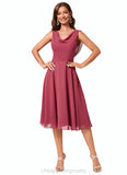 Muriel A-line Cowl Knee-Length Chiffon Cocktail Dress With Ruffle STIP0022232