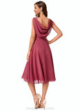 Muriel A-line Cowl Knee-Length Chiffon Cocktail Dress With Ruffle STIP0022232