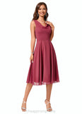 Muriel A-line Cowl Knee-Length Chiffon Cocktail Dress With Ruffle STIP0022232