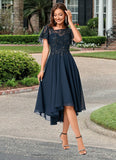 Isis A-line Asymmetrical Asymmetrical Chiffon Lace Cocktail Dress With Ruffle Sequins STIP0022235