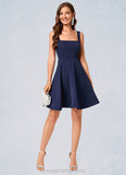 Reagan A-line Square Knee-Length Stretch Crepe Cocktail Dress STIP0022272