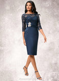 Madeline Bodycon Scoop Knee-Length Lace Satin Cocktail Dress With Sequins STIP0022295