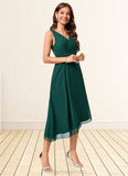 Krista A-line V-Neck Tea-Length Chiffon Cocktail Dress STIP0022304