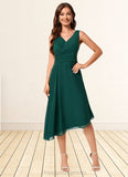 Krista A-line V-Neck Tea-Length Chiffon Cocktail Dress STIP0022304