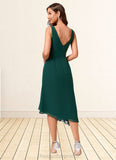 Krista A-line V-Neck Tea-Length Chiffon Cocktail Dress STIP0022304